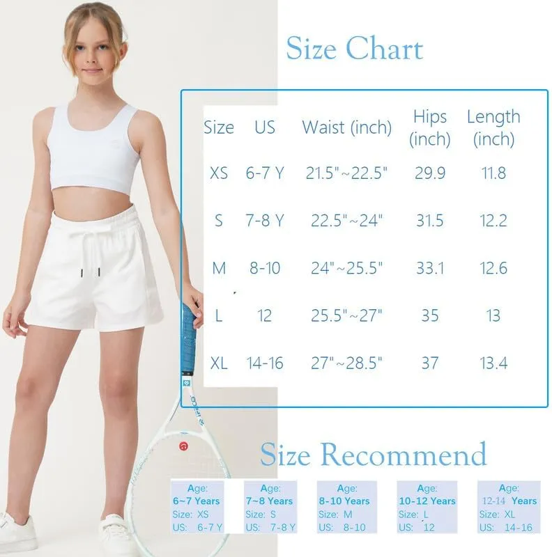 Girls Athletic Shorts with Spandex Liner Quick Dry Running Fitness Shorts for Kids Teen Active Sports Track