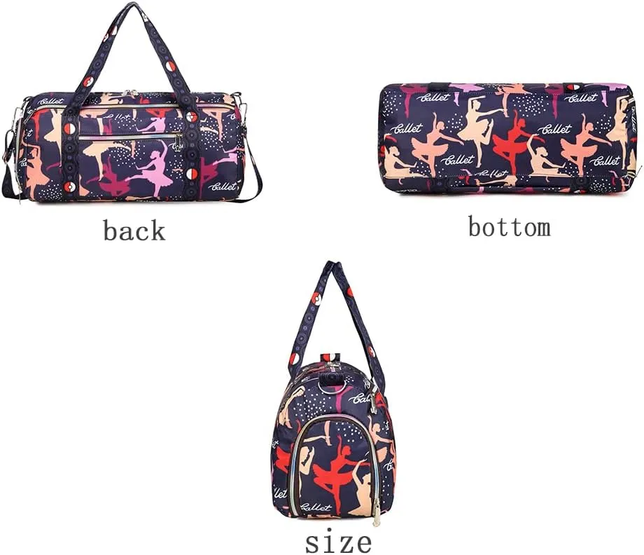 Girls Ballet Dance Bag Teens Sports Gym Gymnastics Bag with Shoe Compartment Overnight Duffle Bag,Carry On Sleepover Weekender Travel Bag (Dancer)