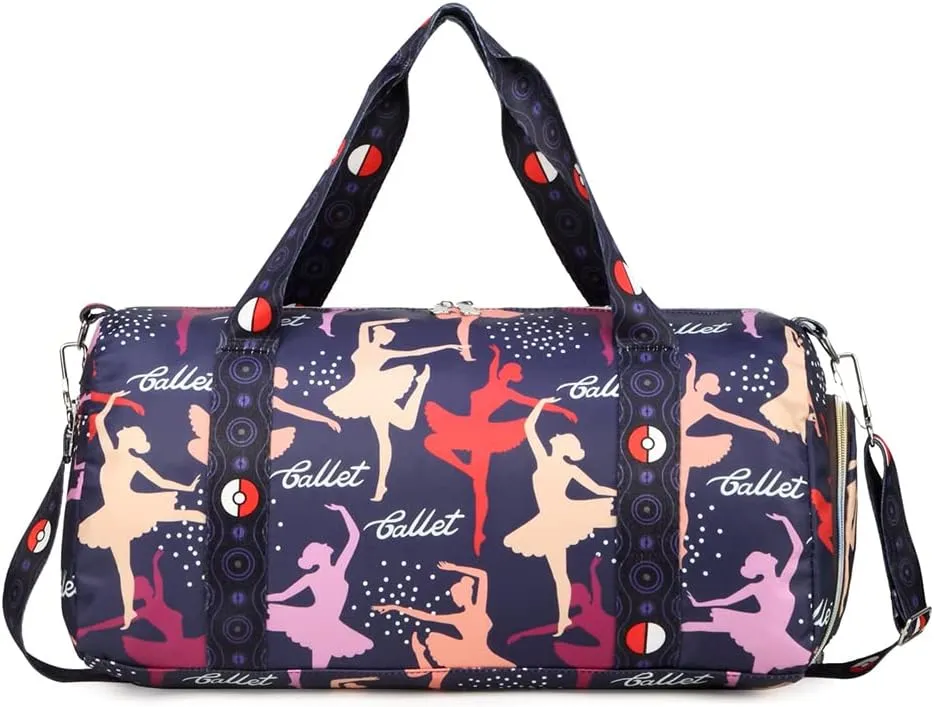 Girls Ballet Dance Bag Teens Sports Gym Gymnastics Bag with Shoe Compartment Overnight Duffle Bag,Carry On Sleepover Weekender Travel Bag (Dancer)