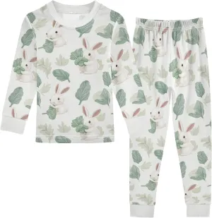 Girls Boys two-piece Set Leaf Cabbage Rabbit Outfit for Kids Long Sleeve Top and Long Pants 18M-8Y