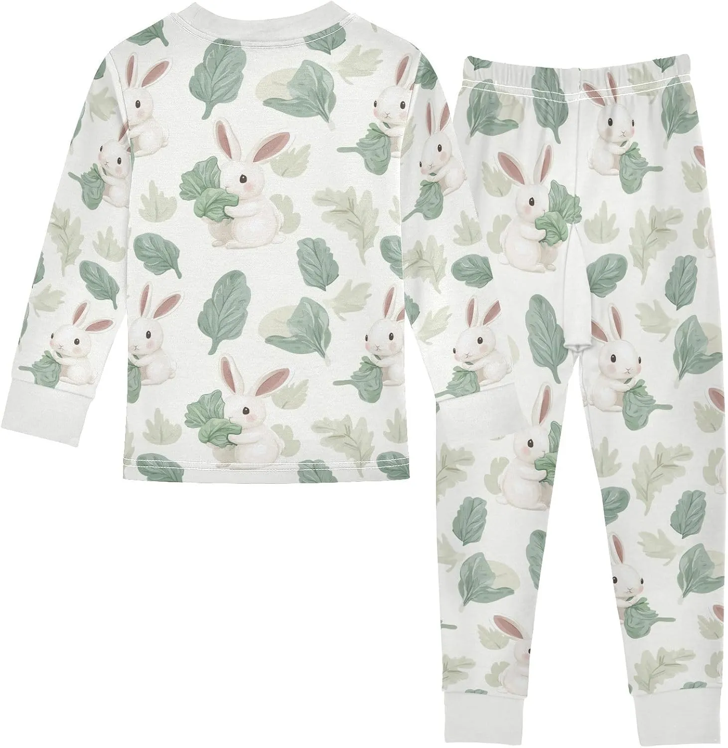 Girls Boys two-piece Set Leaf Cabbage Rabbit Outfit for Kids Long Sleeve Top and Long Pants 18M-8Y