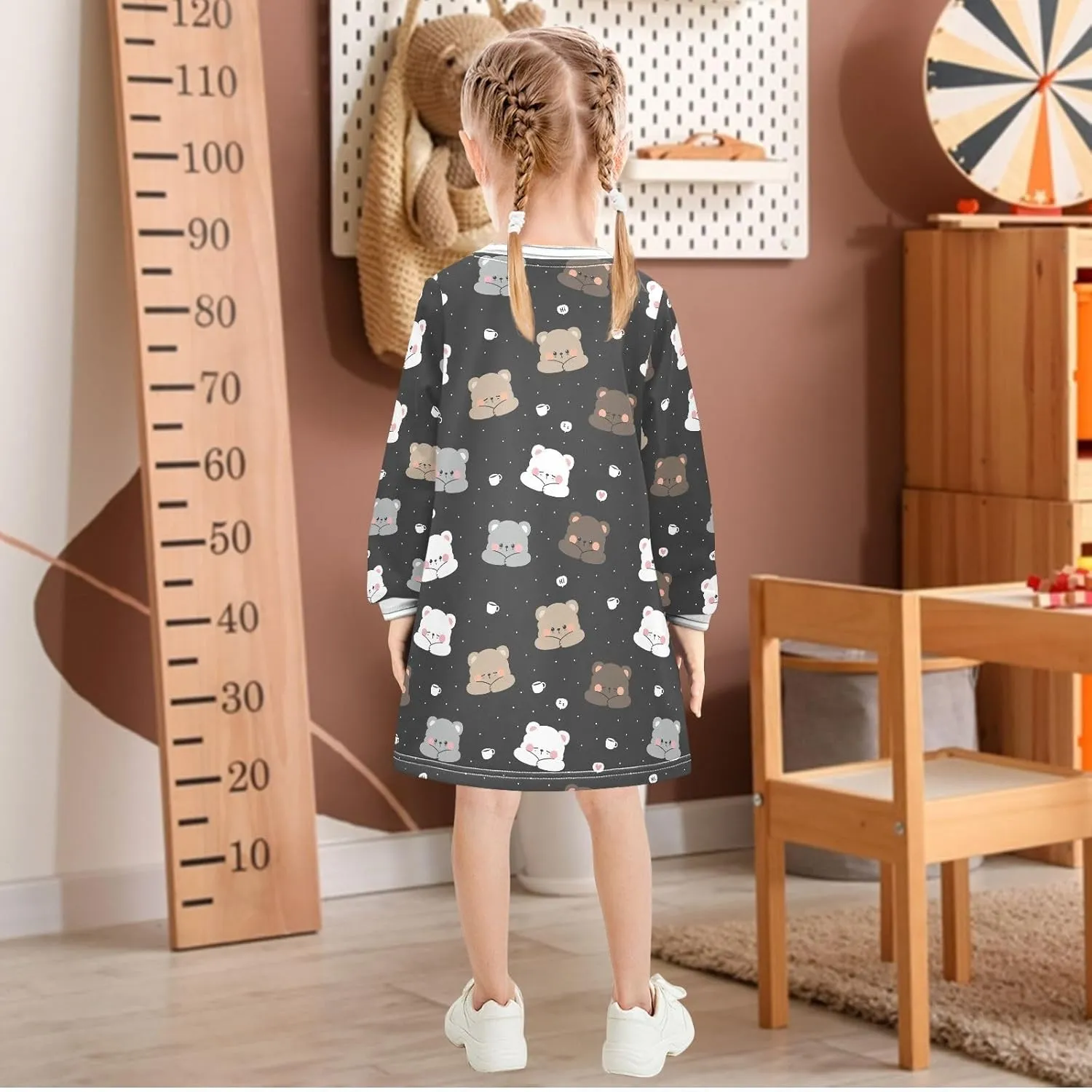 Girls Dresses Long Sleeve for Kids A-Line Cute Casual Dress 2-8 Years