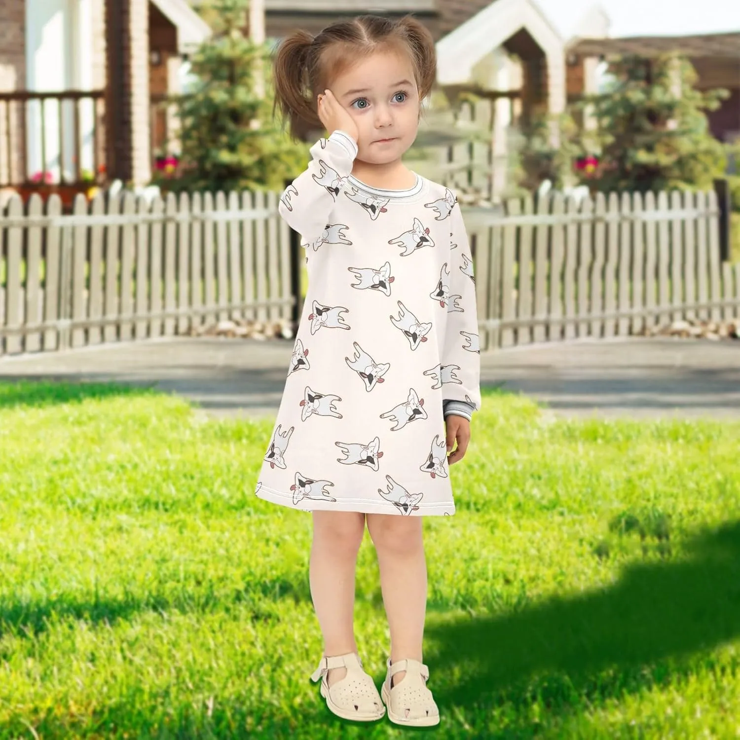 Girls Dresses Long Sleeve for Kids A-Line Cute Casual Dress 2-8 Years