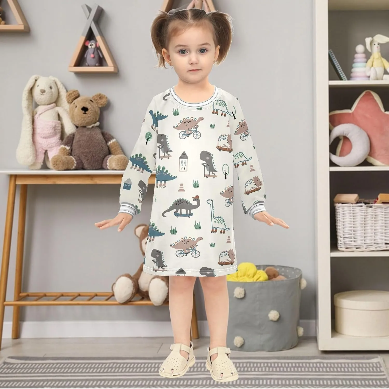 Girls Dresses Long Sleeve for Kids A-Line Cute Casual Dress 2-8 Years