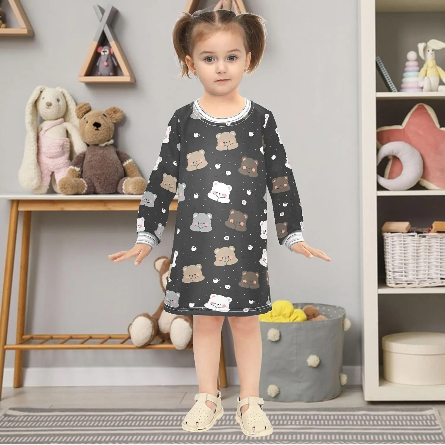 Girls Dresses Long Sleeve for Kids A-Line Cute Casual Dress 2-8 Years