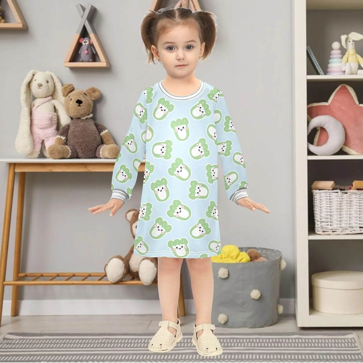 Girls Dresses Long Sleeve for Kids A-Line Cute Casual Dress 2-8 Years