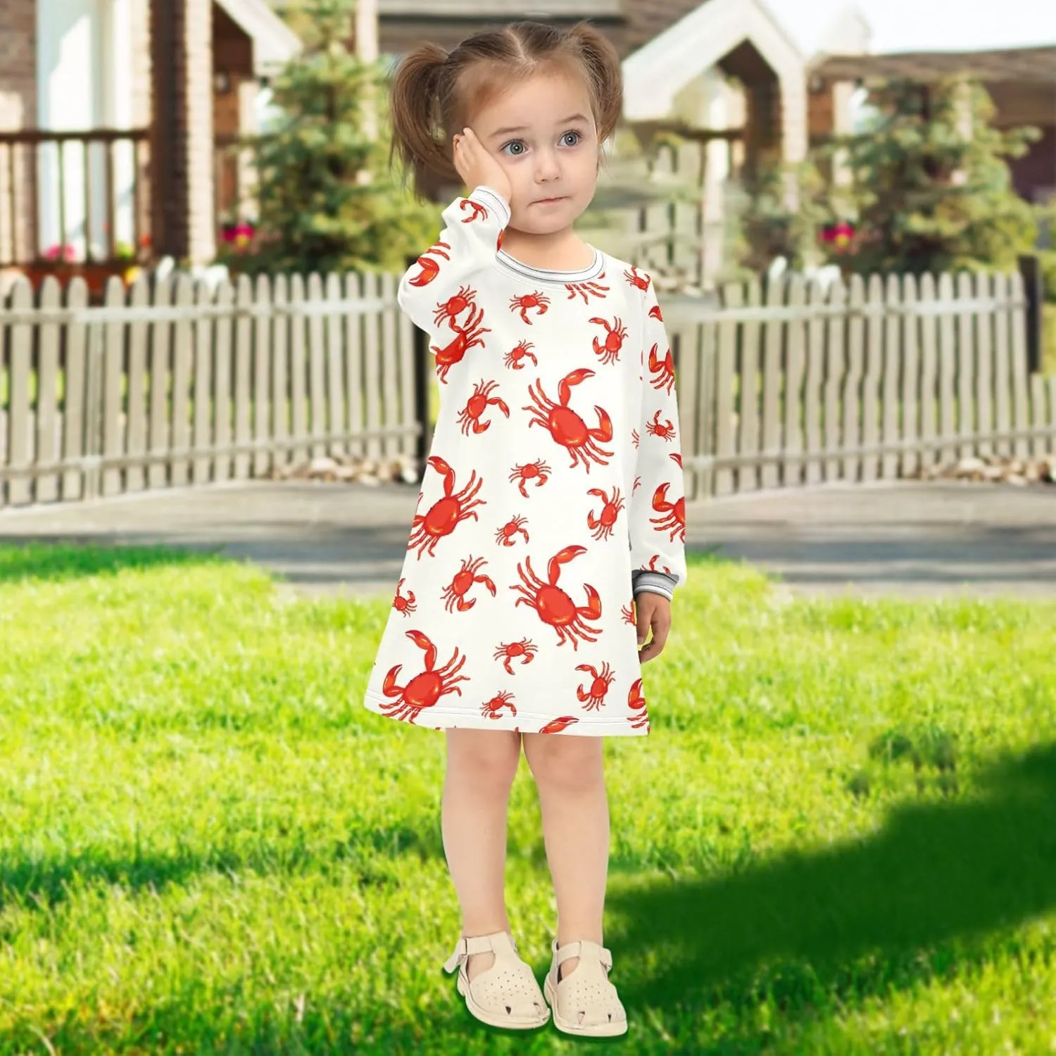 Girls Dresses Long Sleeve for Kids A-Line Cute Casual Dress 2-8 Years