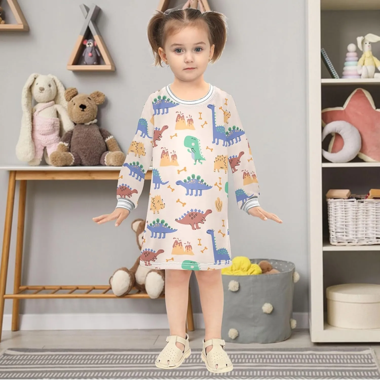 Girls Dresses Long Sleeve for Kids A-Line Cute Casual Dress 2-8 Years