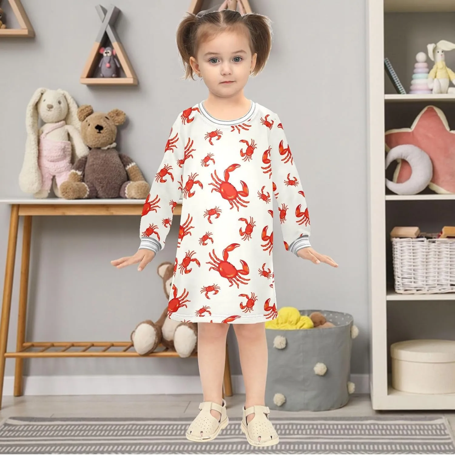 Girls Dresses Long Sleeve for Kids A-Line Cute Casual Dress 2-8 Years