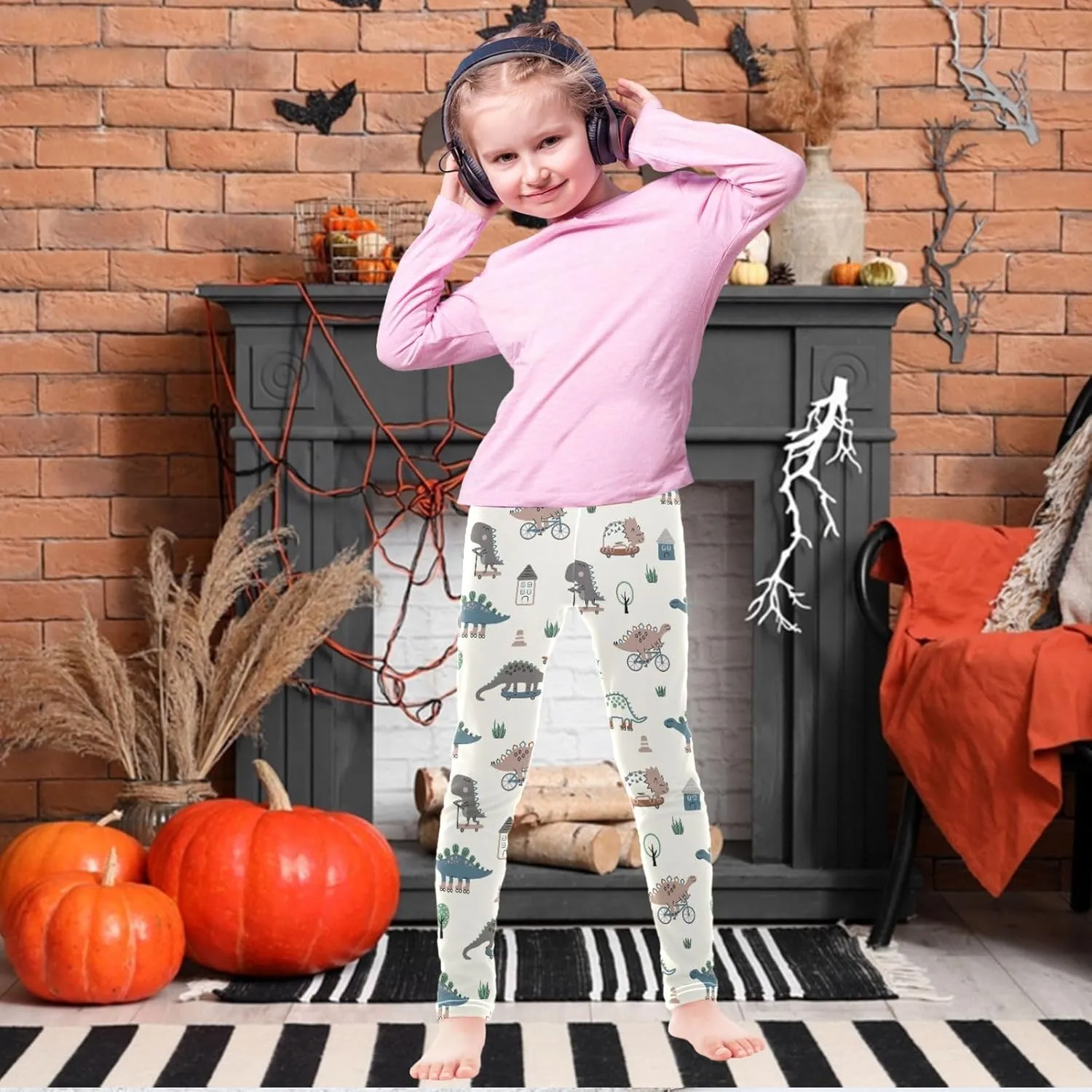 Girls Printed Leggings Yoga Pants Athletic Tights Pants Ankle Length 4-10 Years