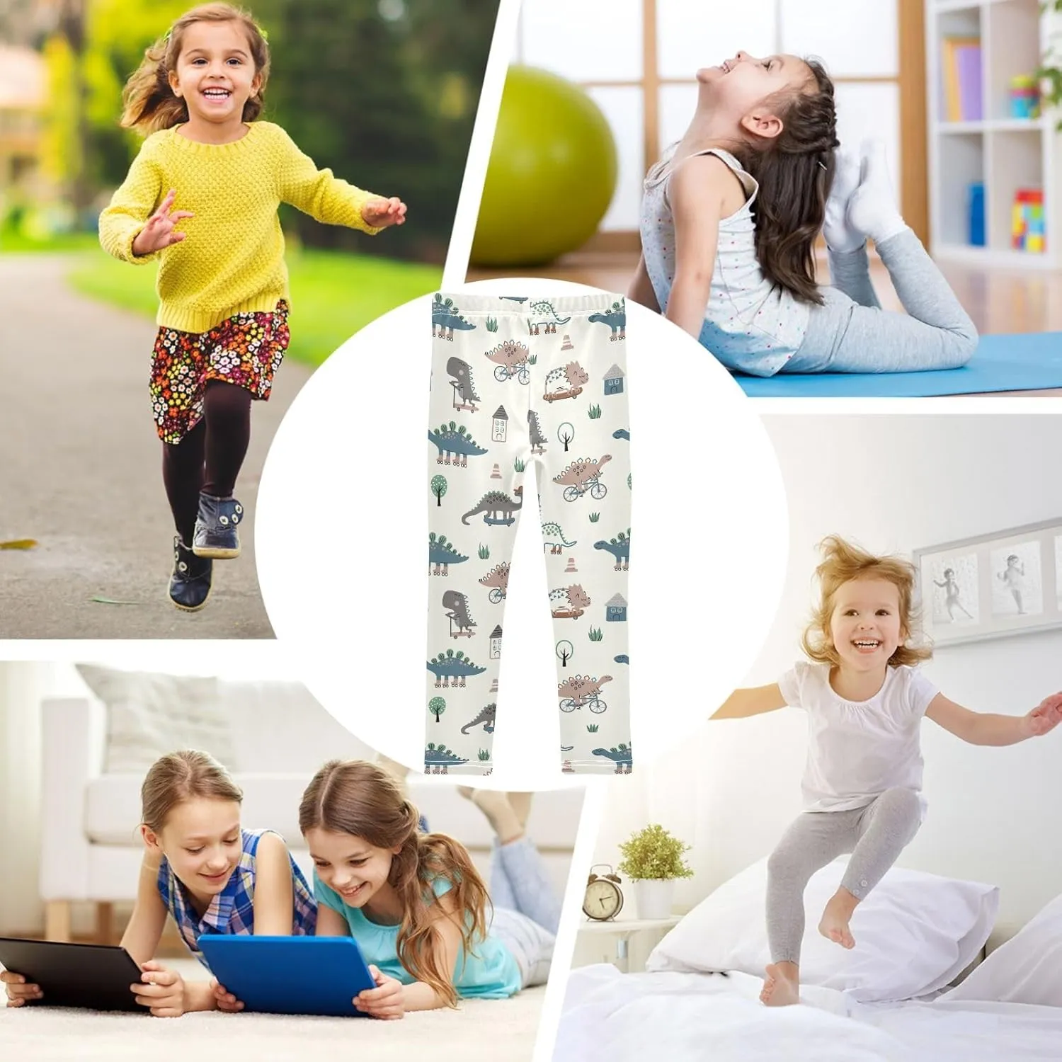 Girls Printed Leggings Yoga Pants Athletic Tights Pants Ankle Length 4-10 Years