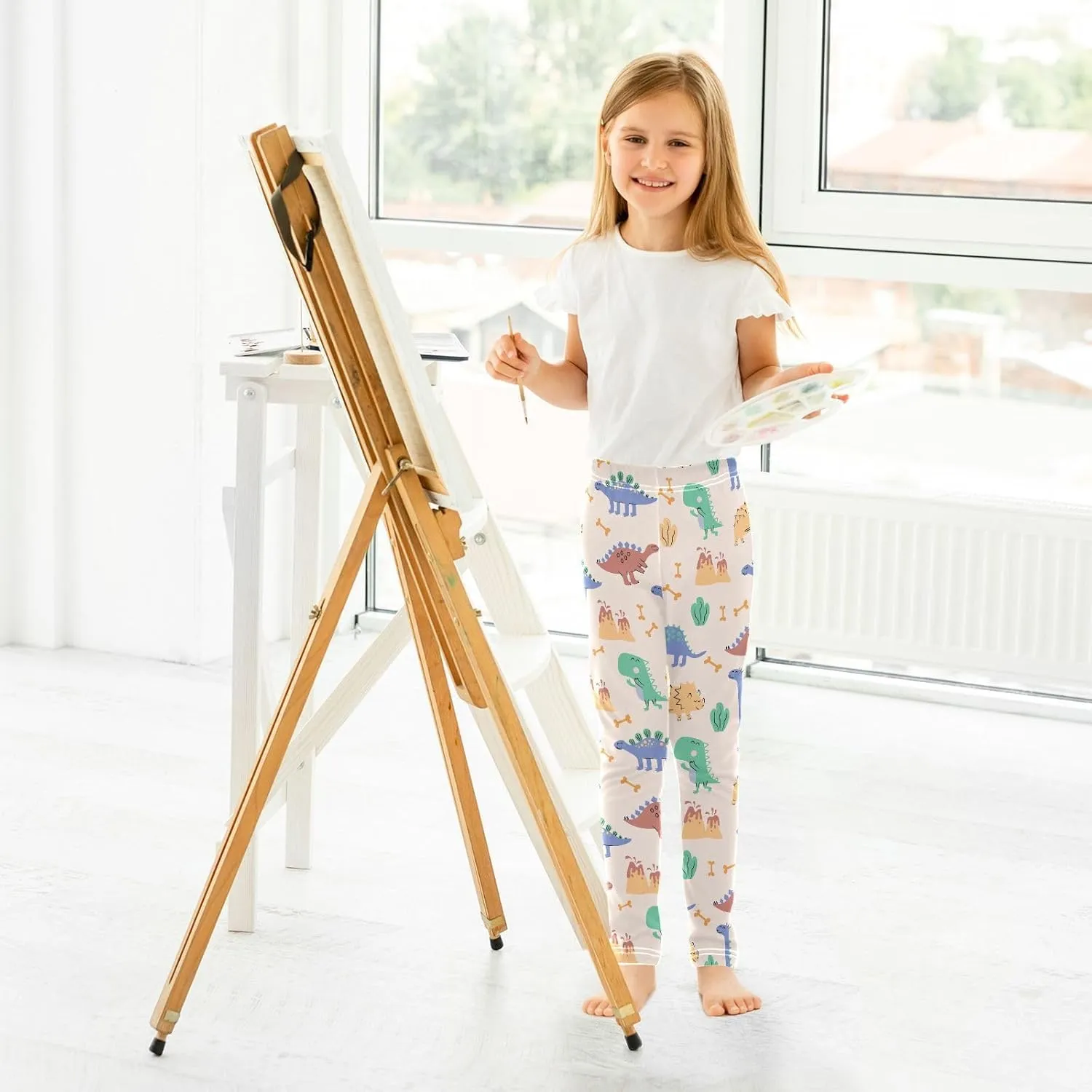 Girls Printed Leggings Yoga Pants Athletic Tights Pants Ankle Length 4-10 Years