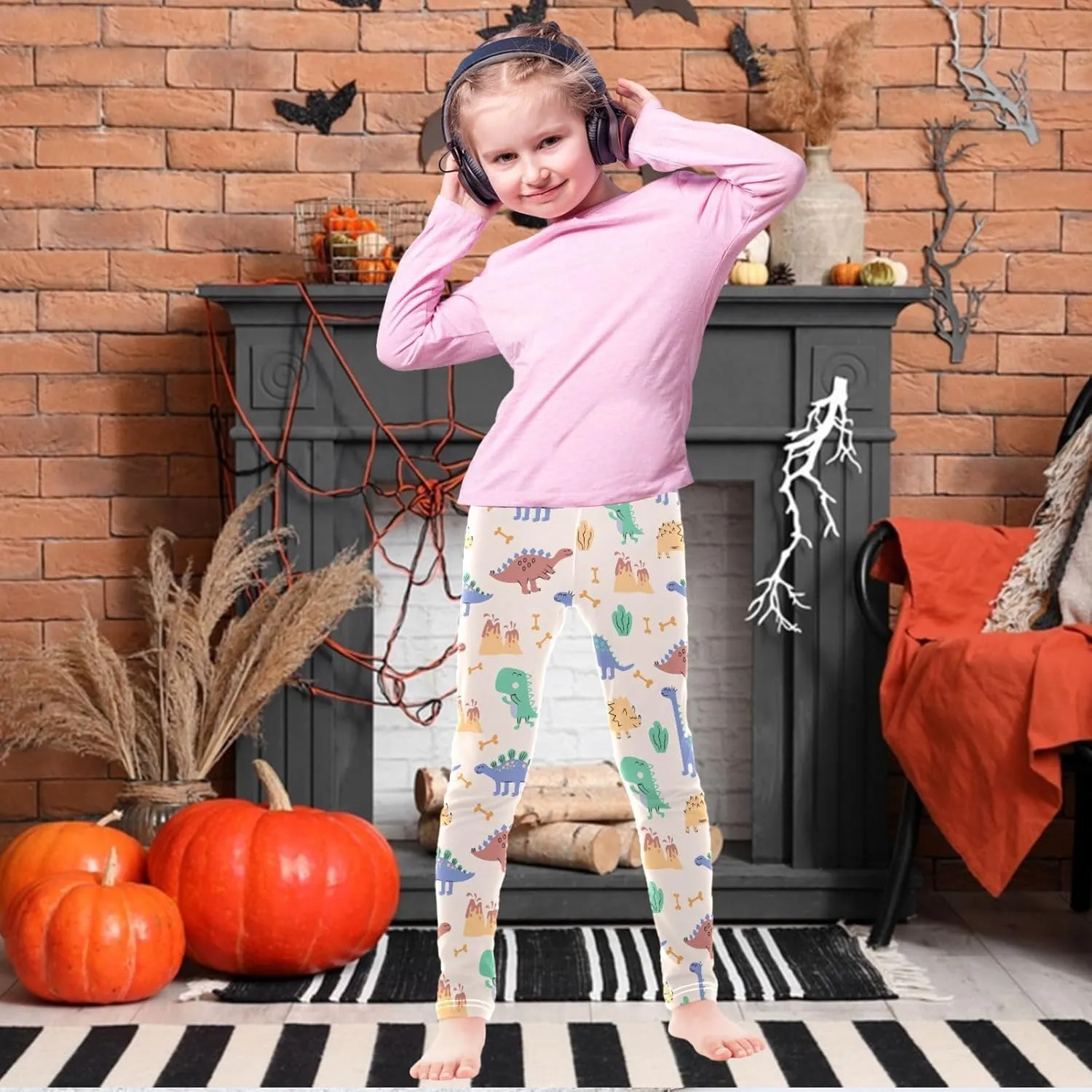 Girls Printed Leggings Yoga Pants Athletic Tights Pants Ankle Length 4-10 Years