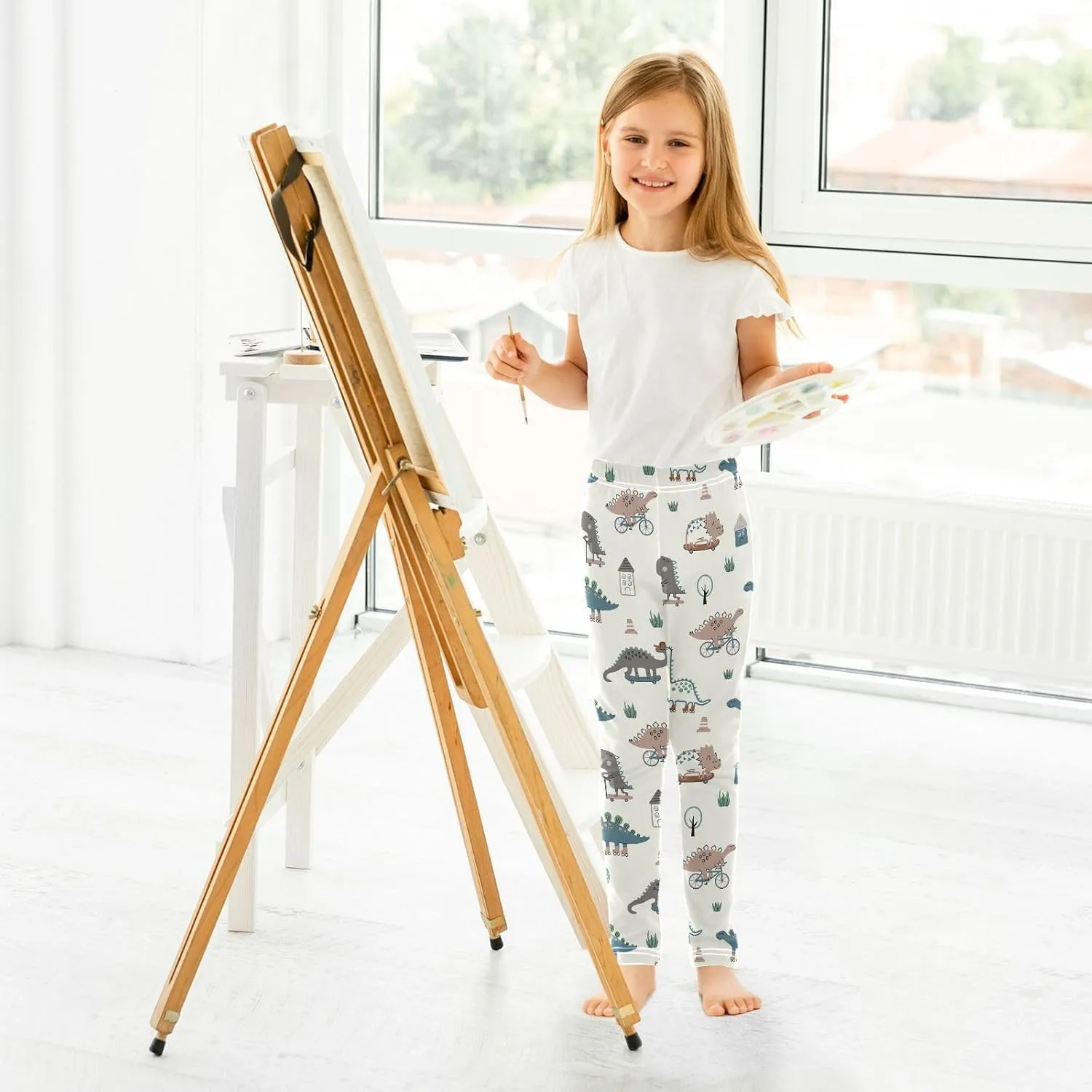 Girls Printed Leggings Yoga Pants Athletic Tights Pants Ankle Length 4-10 Years