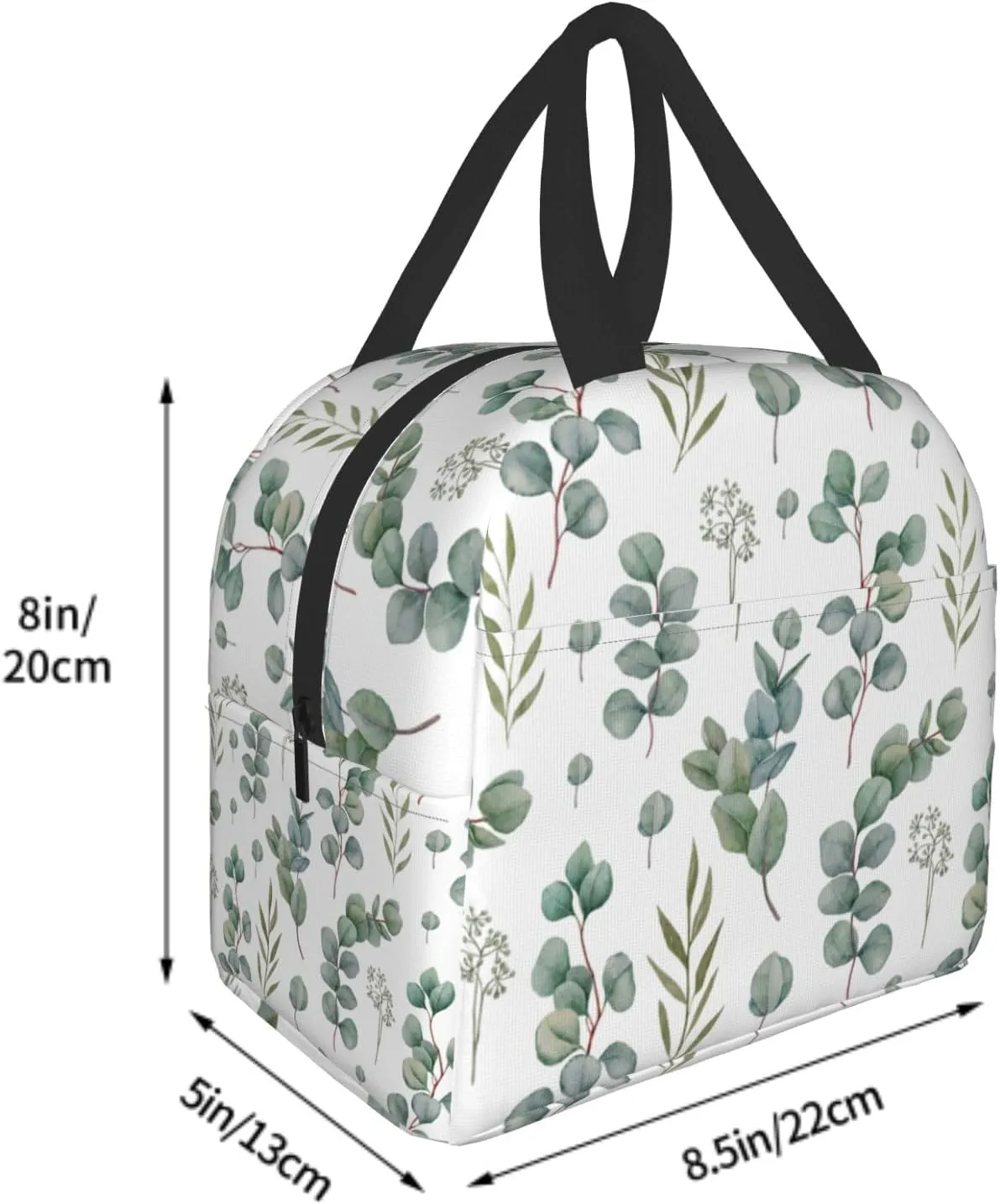 Giwawa Eucalyptus Leaves Lunch Bag Green Leaf Insulated Durable Handbag Portable Cooler Organizer Lunch Box for Work Office Travel Picnic