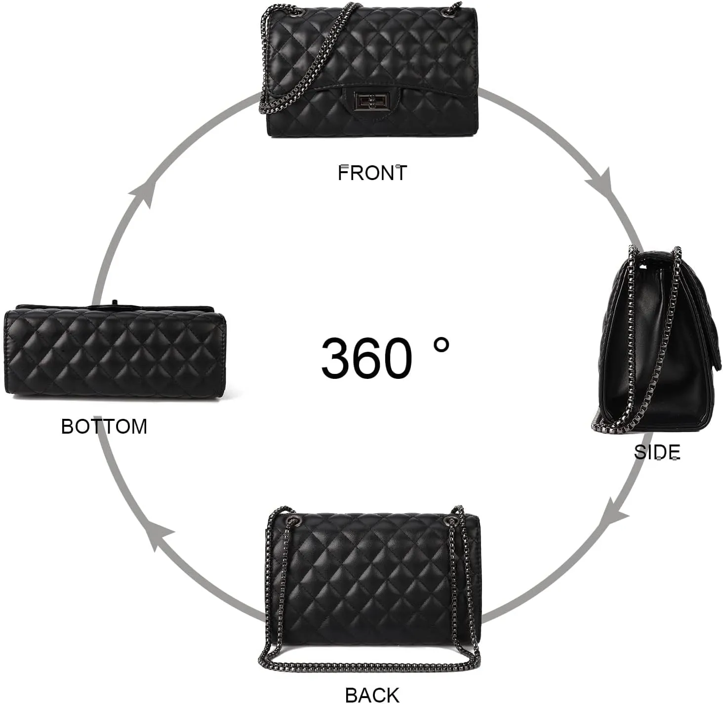 Gladdon Quilted Crossbody Purse for Women Trendy Ladies Shoulder Bag with Chain Designer Purses