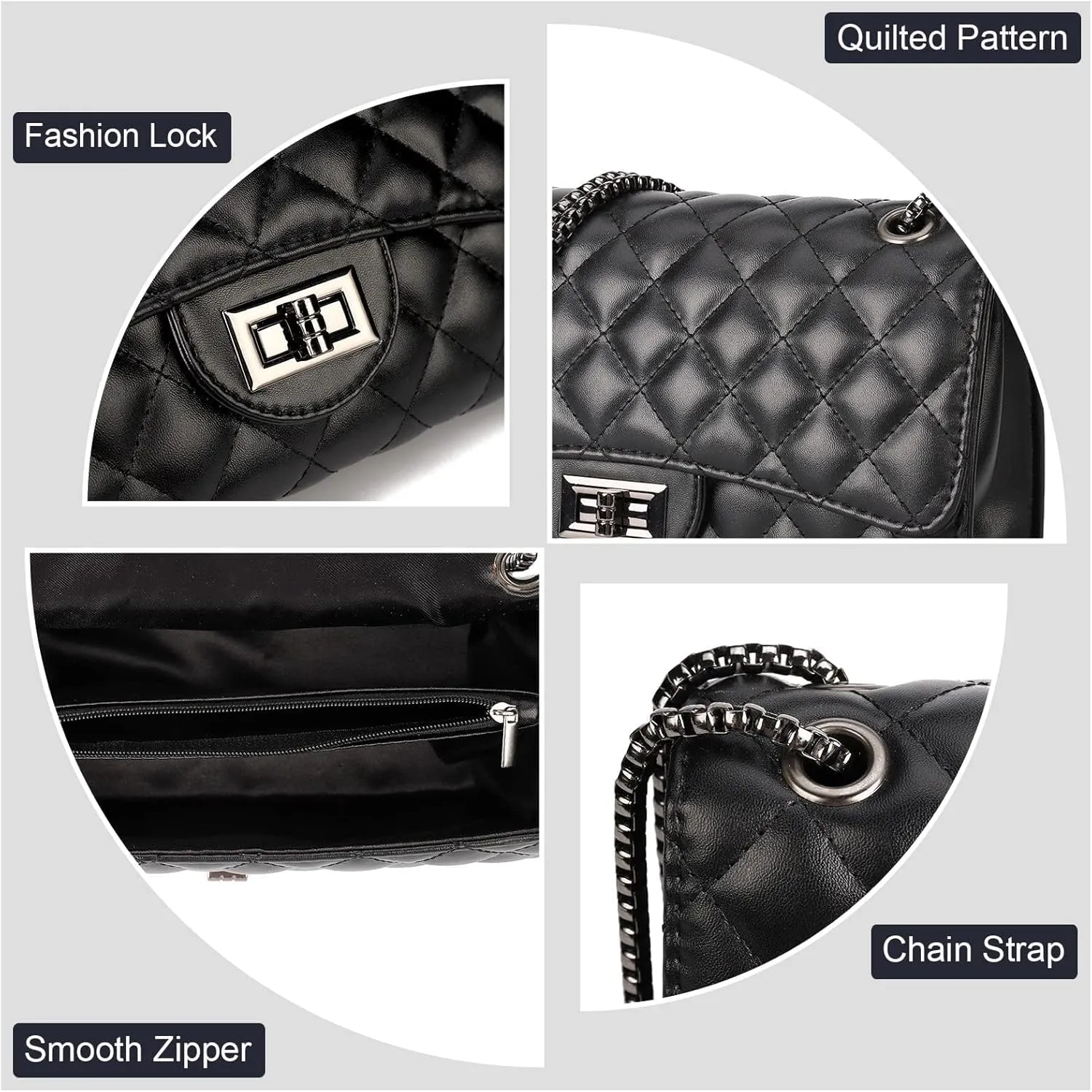 Gladdon Quilted Crossbody Purse for Women Trendy Ladies Shoulder Bag with Chain Designer Purses