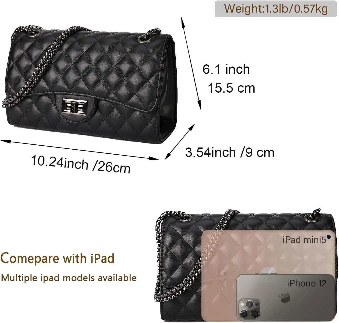 Gladdon Quilted Crossbody Purse for Women Trendy Ladies Shoulder Bag with Chain Designer Purses