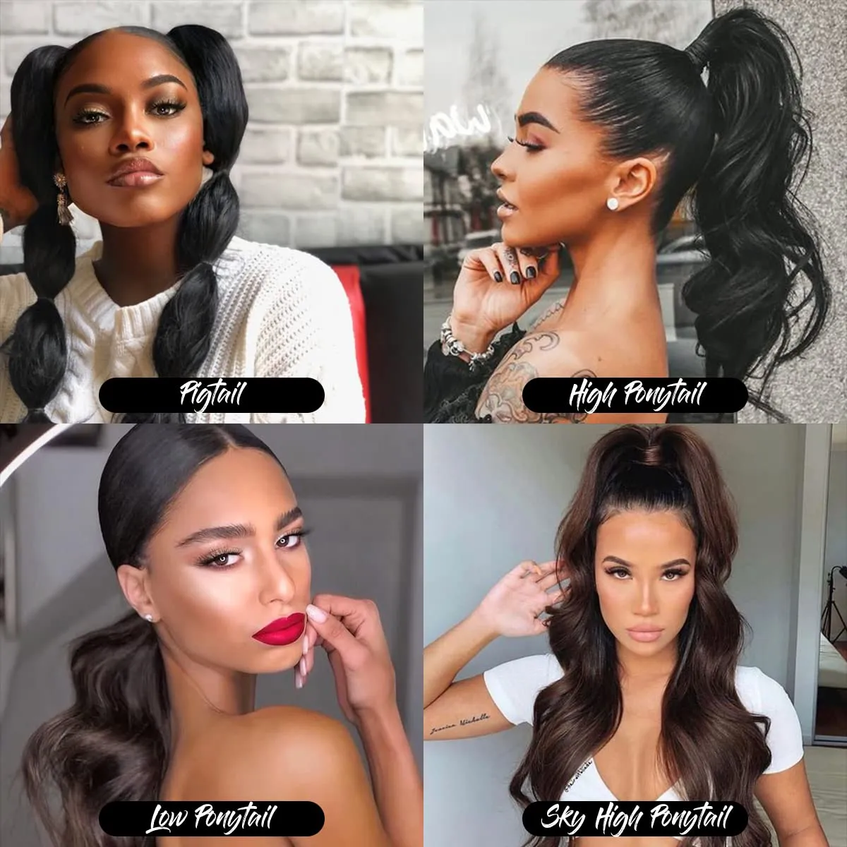 GLAM21USA Straight 18 Inch Long Drawstring Ponytail Extension for Black Women Natural Clip in Hair Extension Fake Ponytail Synthetic Hair Piece (18 Inch, 2-Dark Brown)