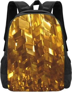 Gold Colored Fractal Luxury Lightweight Packable Backpack Travel Casual Large Capacity Daypack Foldable Backpack For Men Women