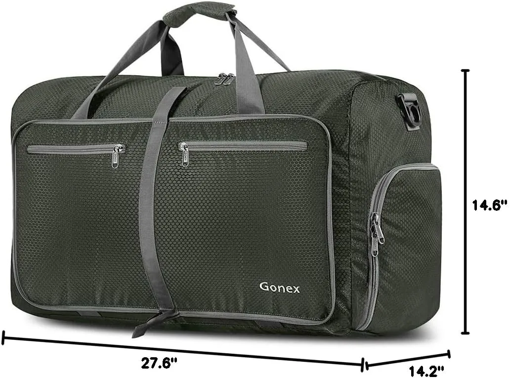 Gonex 40L 60L 80L 100L 150L Large Foldable Travel Duffle Bag with Shoes Compartment, Packable Lightweight Water Repellent Duffel Bag for Camping Gym Weekender Bag