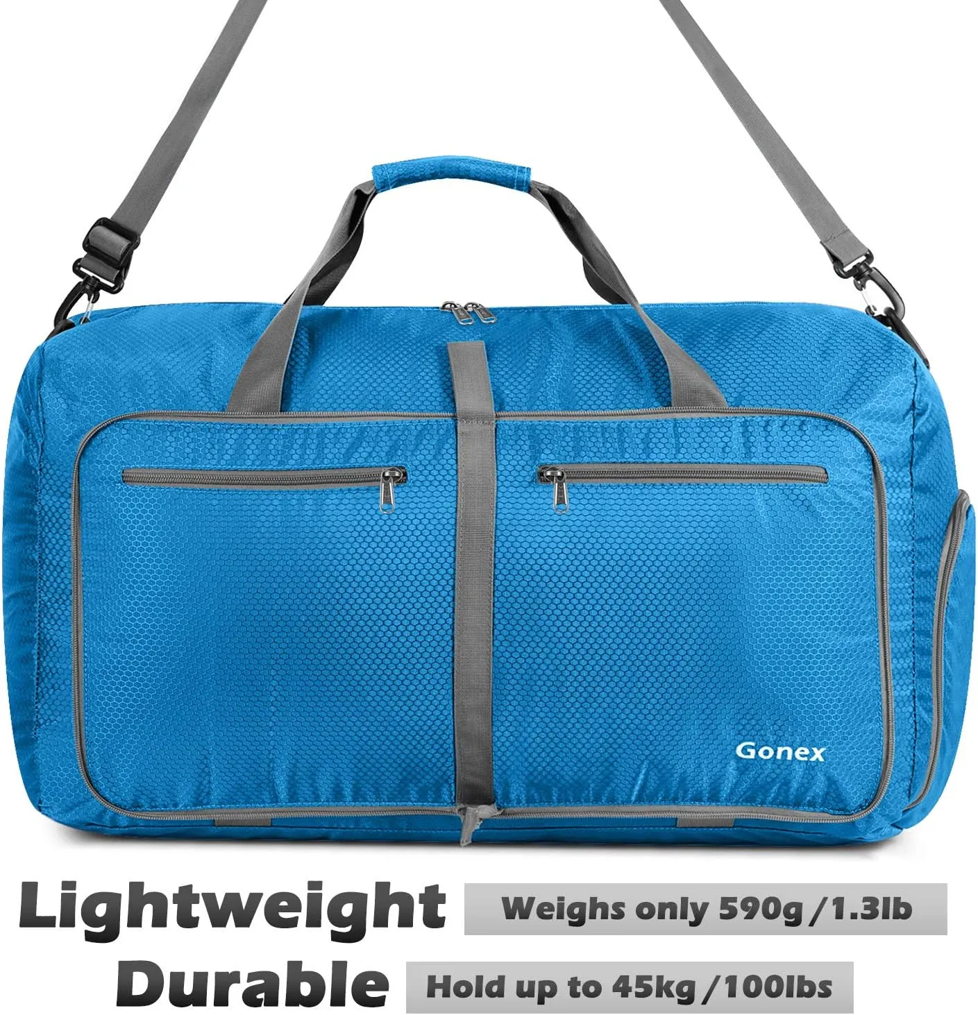 Gonex 40L 60L 80L 100L 150L Large Foldable Travel Duffle Bag with Shoes Compartment, Packable Lightweight Water Repellent Duffel Bag for Camping Gym Weekender Bag
