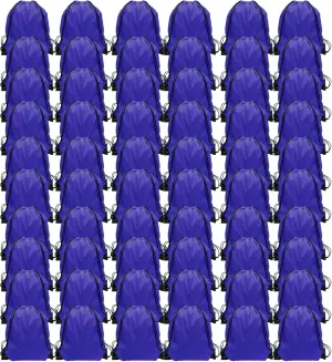 GoodtoU Drawstring Bags Bulk, 60 Pcs Draw String Bags Cinch Bag Drawstring Gym Bag Sackpack Drawstring Backpack for Women Men, Blue
