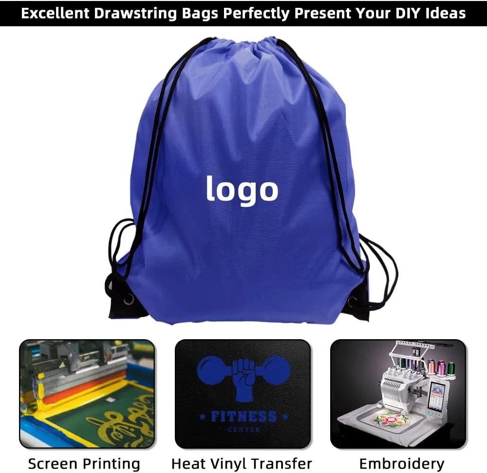GoodtoU Drawstring Bags Bulk, 60 Pcs Draw String Bags Cinch Bag Drawstring Gym Bag Sackpack Drawstring Backpack for Women Men, Blue
