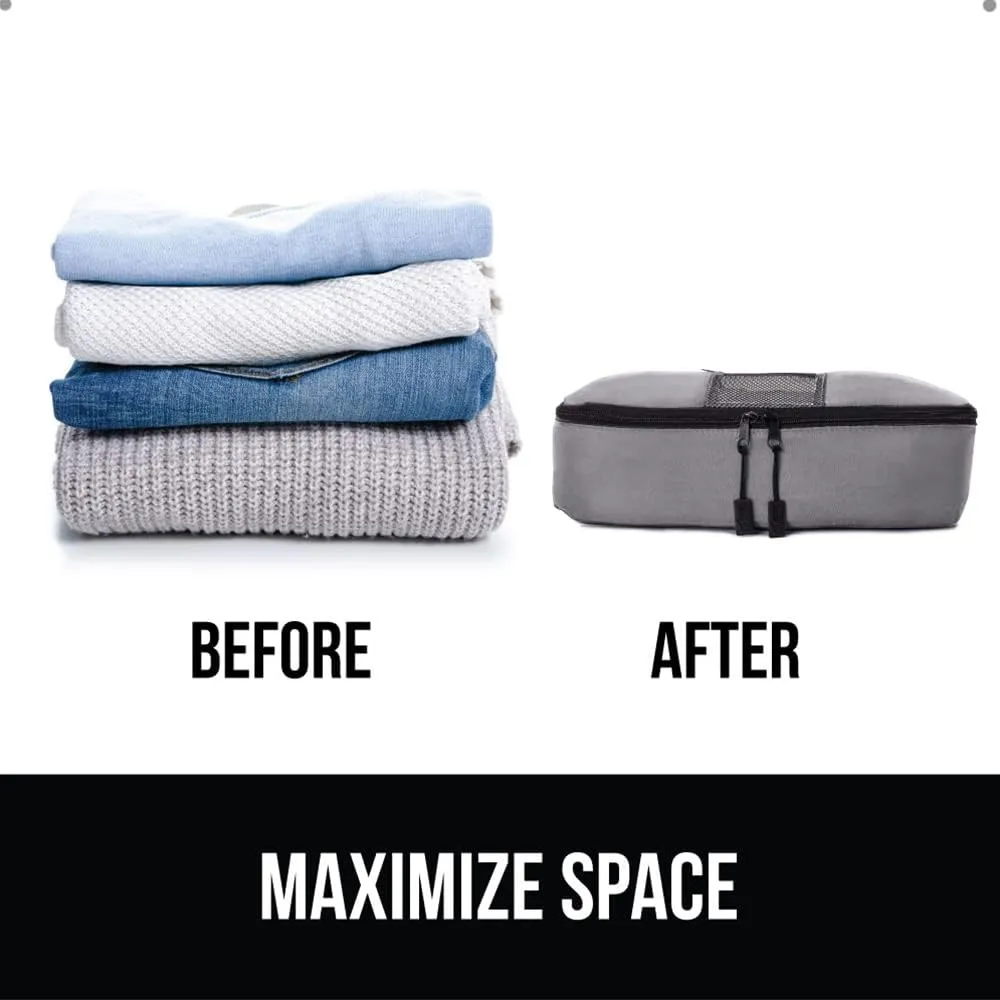 GORILLA GRIP Packing Cubes, Travel Essentials for Suitcase, Mesh Organizer Bags for Clothes Toiletries Shoes and Laundry, Luggage and Carry On Airplane Accessories, Traveling Must Haves, 3 Set Gray