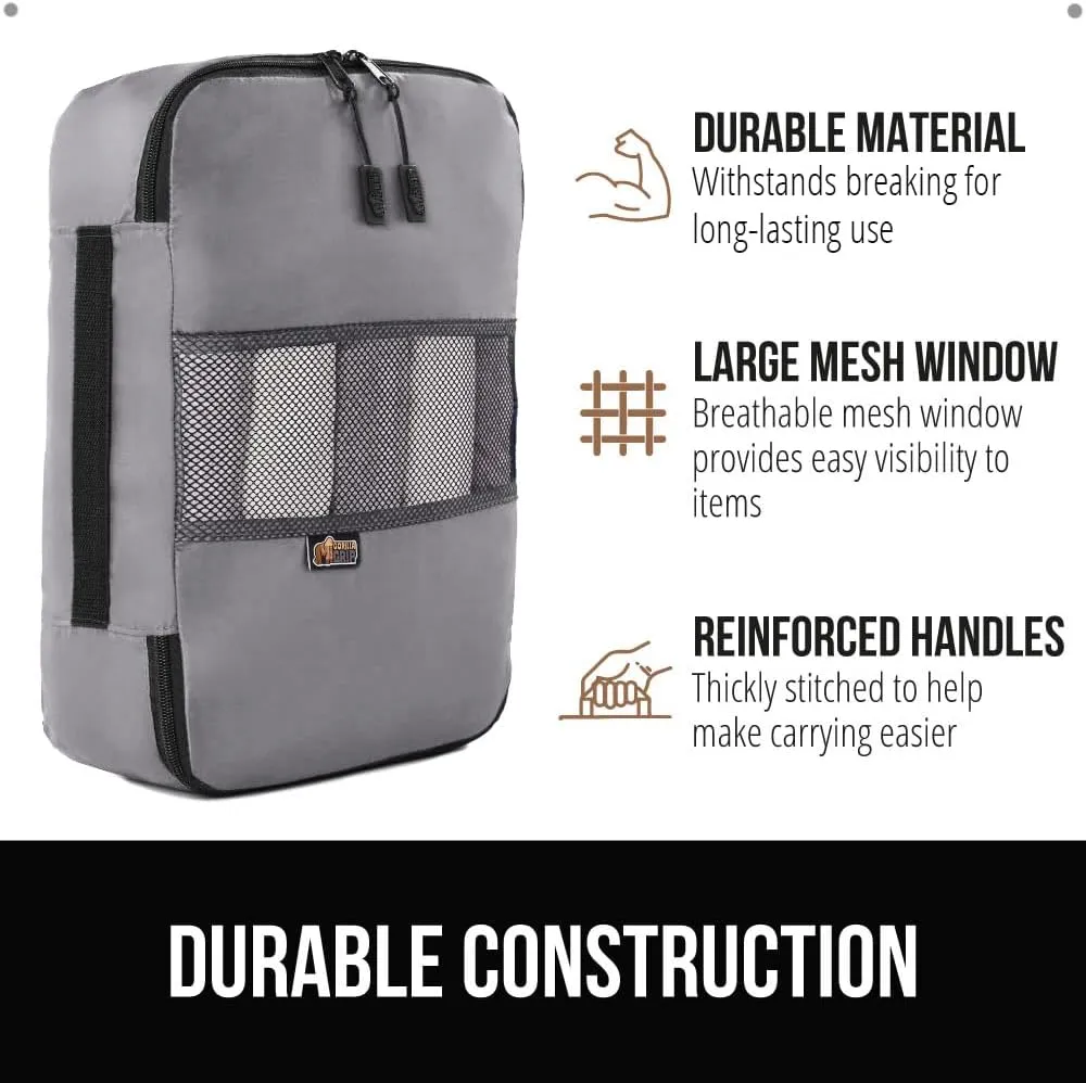 GORILLA GRIP Packing Cubes, Travel Essentials for Suitcase, Mesh Organizer Bags for Clothes Toiletries Shoes and Laundry, Luggage and Carry On Airplane Accessories, Traveling Must Haves, 3 Set Gray