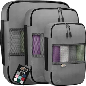 GORILLA GRIP Packing Cubes, Travel Essentials for Suitcase, Mesh Organizer Bags for Clothes Toiletries Shoes and Laundry, Luggage and Carry On Airplane Accessories, Traveling Must Haves, 3 Set Gray
