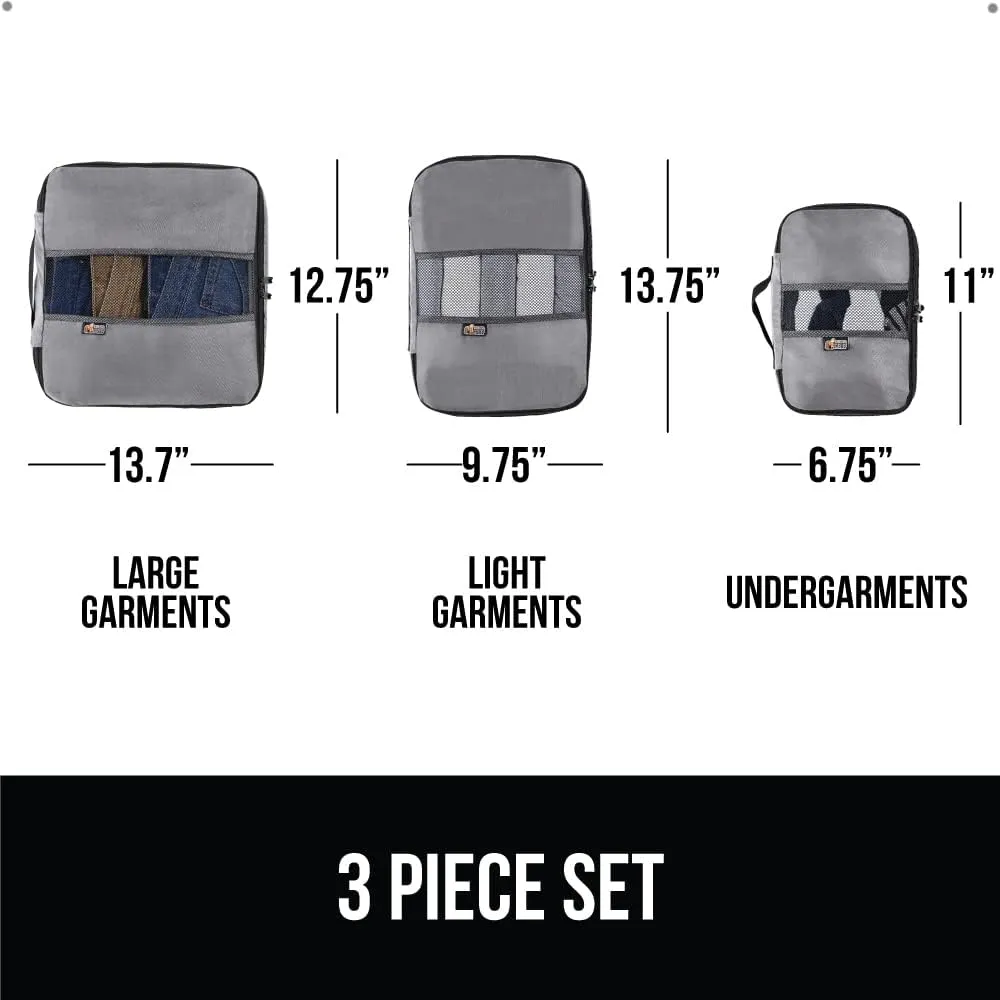GORILLA GRIP Packing Cubes, Travel Essentials for Suitcase, Mesh Organizer Bags for Clothes Toiletries Shoes and Laundry, Luggage and Carry On Airplane Accessories, Traveling Must Haves, 3 Set Gray