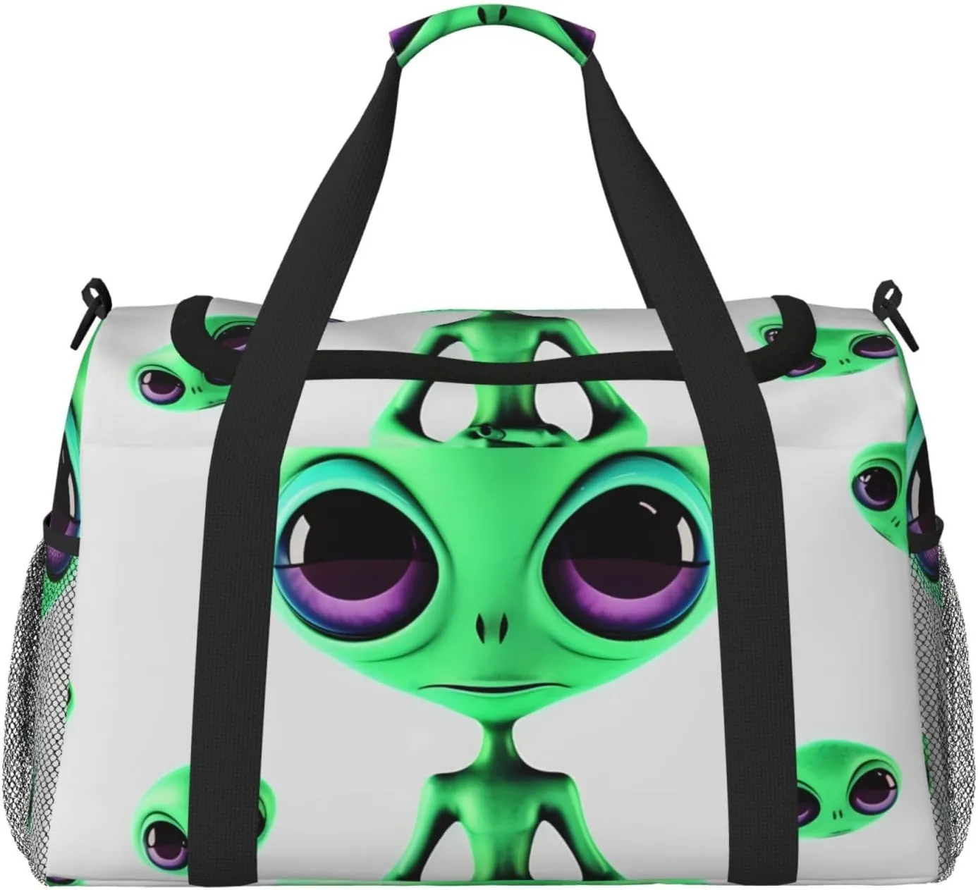 Green Alien Travel Duffel Bag Lightweight Waterproof Carry On Tote Bag Foldable Weekender Overnight Bags Sport Gym Bag For Women Men