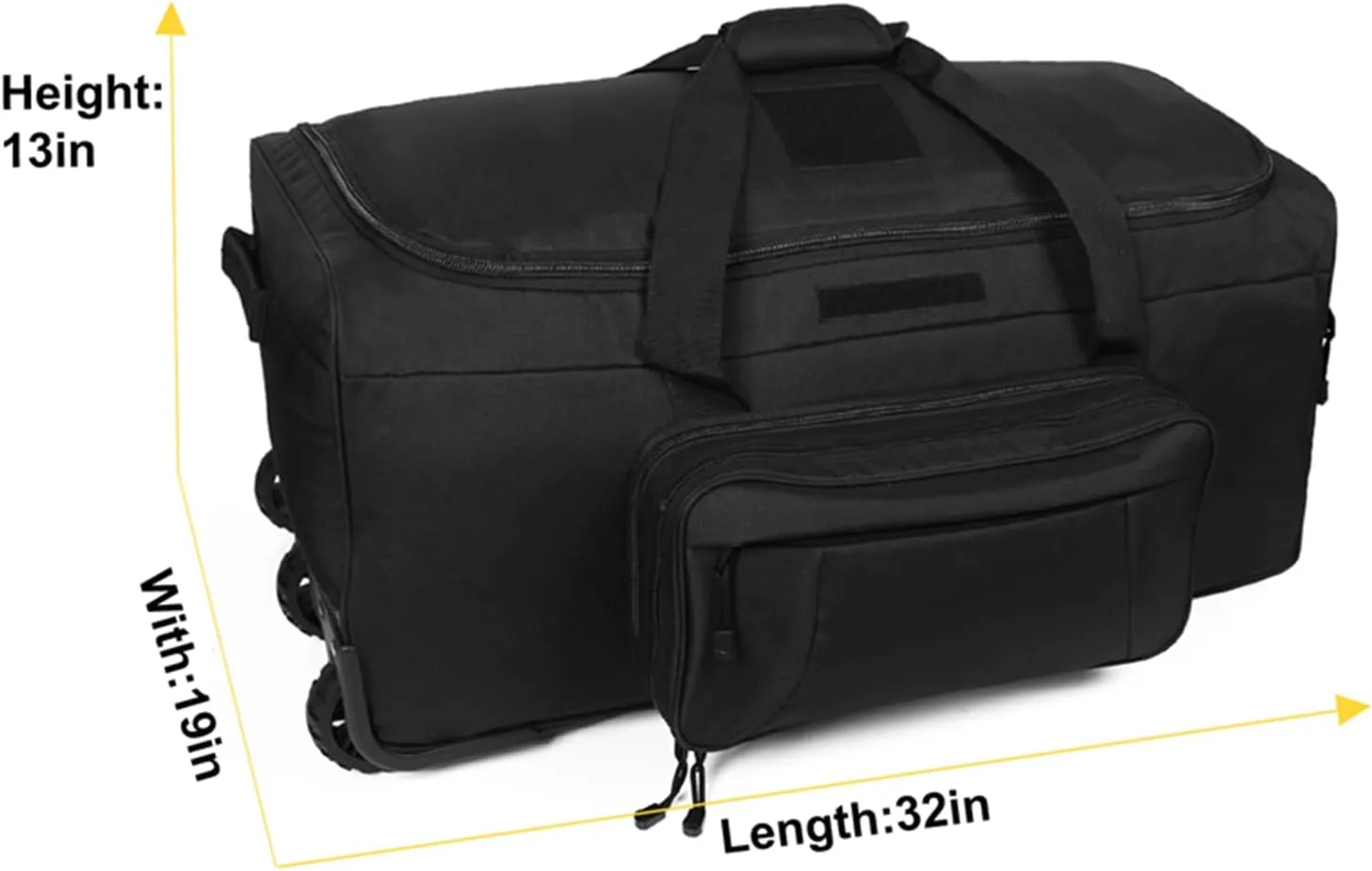 Greencity Duffel Bag Wheels Rolling Deployment Wheeled Military Suitcase Heavy-Duty Extra large deployment bag Capacity 32 Inch，Black