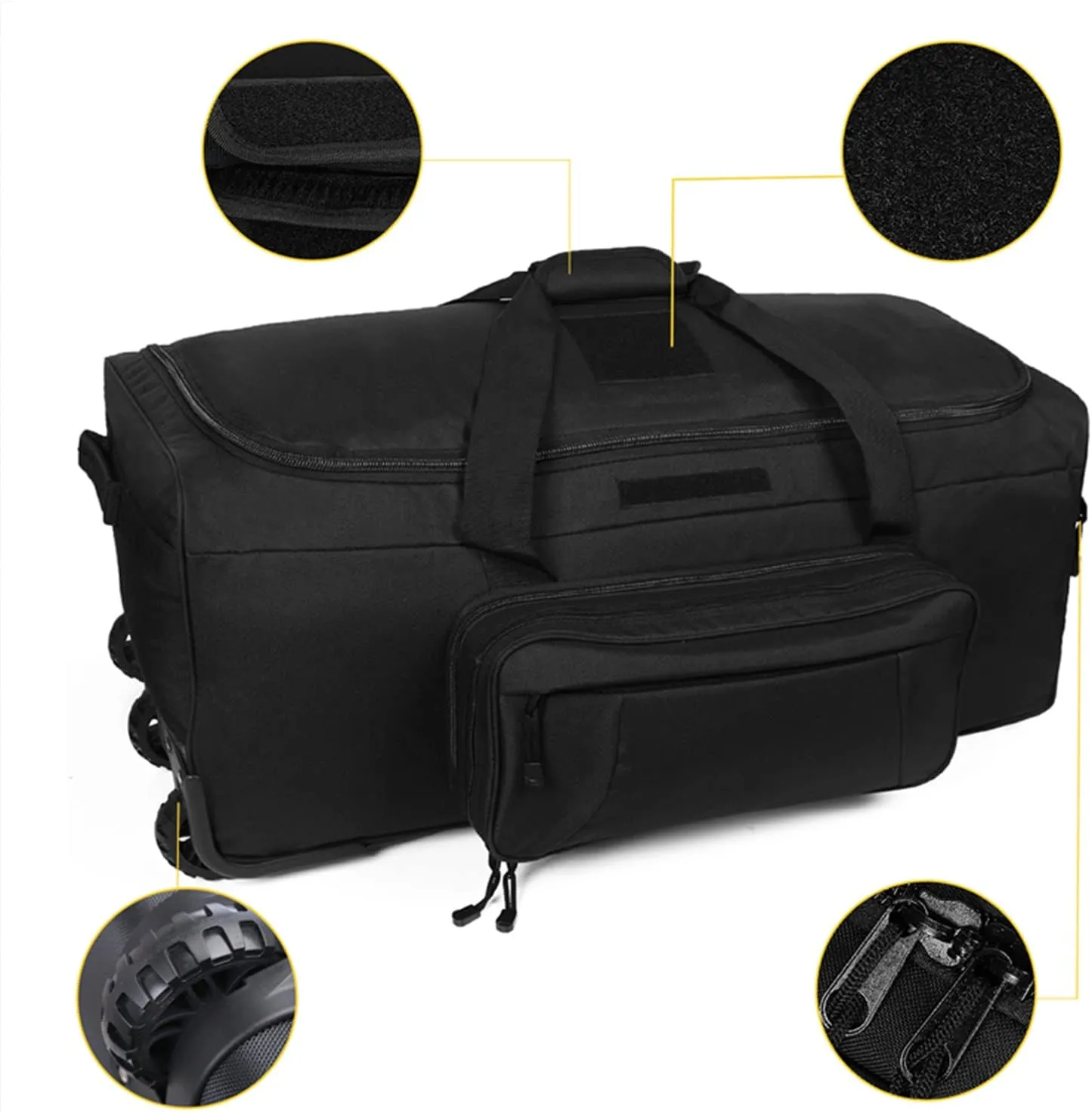 Greencity Duffel Bag Wheels Rolling Deployment Wheeled Military Suitcase Heavy-Duty Extra large deployment bag Capacity 32 Inch，Black