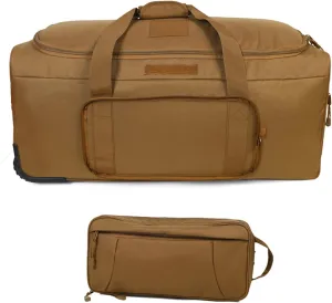 Greencity Duffel Bag Wheels Rolling Deployment Wheeled Military Suitcase Heavy-Duty Extra large deployment bag Capacity 32 Inch，Coyote