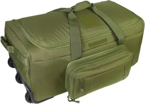 Greencity Duffel Bag Wheels Rolling Deployment Wheeled Military Suitcase Heavy-Duty Extra large deployment bag Capacity 32 Inch，Green