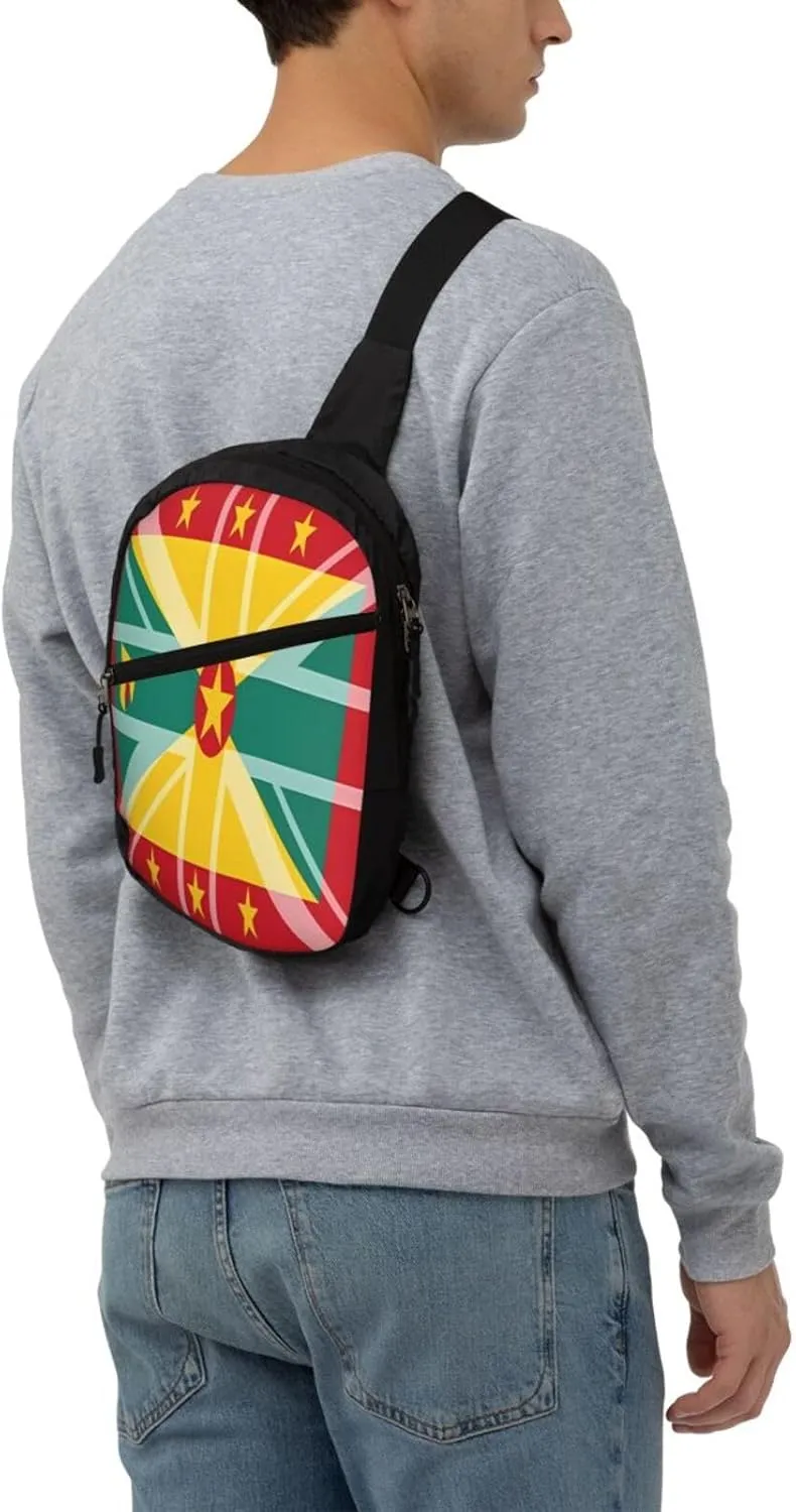 Grenada UK Flag Packable Crossbody Bag Portable Sling Bags Foldable Travel Daypack Reusable Sports Shoulder Backpack Diagonally Chest Bag for Workout