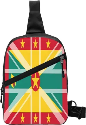 Grenada UK Flag Packable Crossbody Bag Portable Sling Bags Foldable Travel Daypack Reusable Sports Shoulder Backpack Diagonally Chest Bag for Workout
