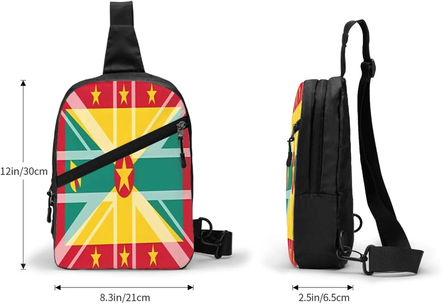 Grenada UK Flag Packable Crossbody Bag Portable Sling Bags Foldable Travel Daypack Reusable Sports Shoulder Backpack Diagonally Chest Bag for Workout