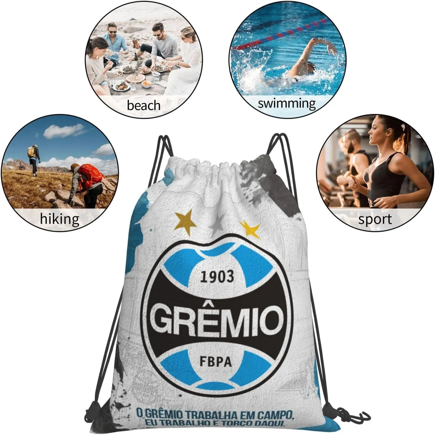 Grêmio Foot-Ball Porto Alegrense Unisex Adult Shoulders Bag Backpack Drawstring Bag for Shopping Swim Camp