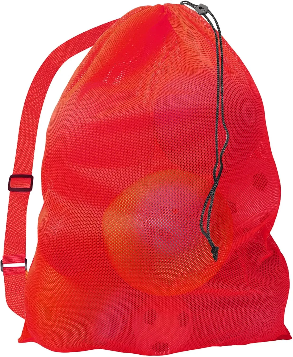GSE Games & Sports Expert Red Extra Large Mesh Sports Ball Drawstring Bag, 30" x 40" Soccer Equipment Bag with Adjustable Shoulder Strap for Football, Basketball, Volleyball, Swimming