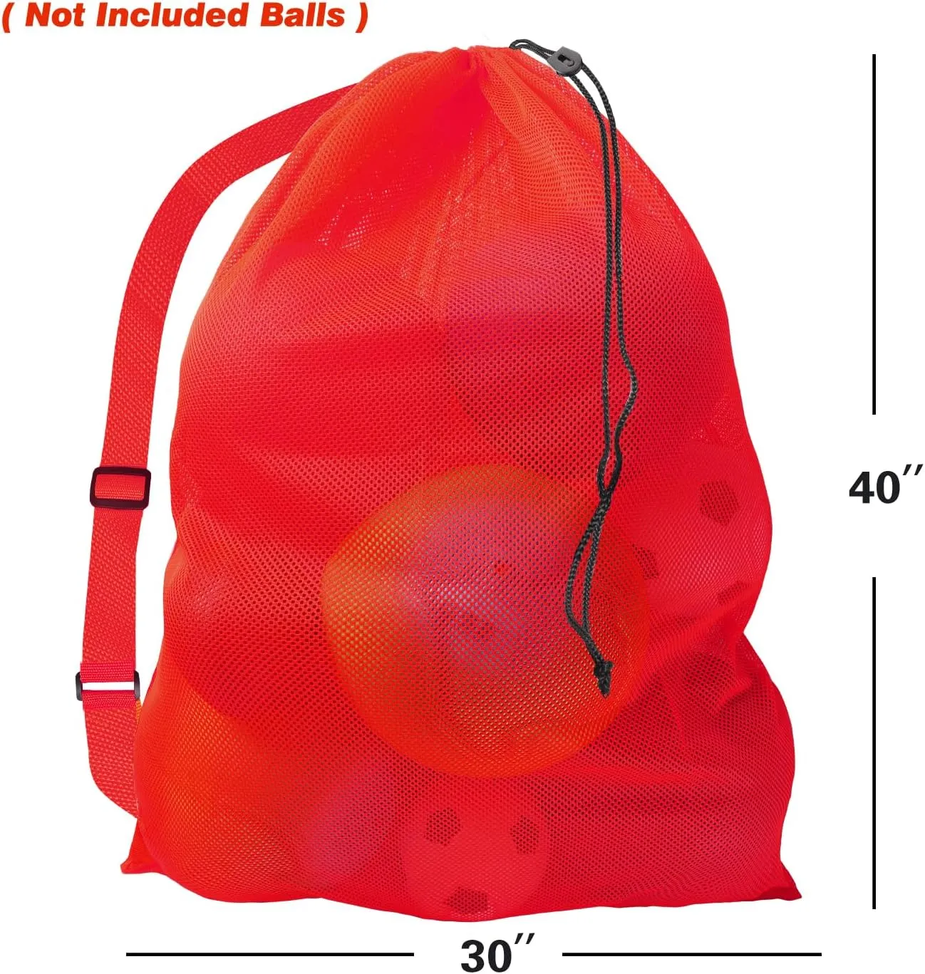 GSE Games & Sports Expert Red Extra Large Mesh Sports Ball Drawstring Bag, 30" x 40" Soccer Equipment Bag with Adjustable Shoulder Strap for Football, Basketball, Volleyball, Swimming