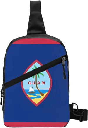 Guam Flag Packable Crossbody Bag Portable Sling Bags Foldable Travel Daypack Reusable Sports Shoulder Backpack Diagonally Chest Bag for Workout
