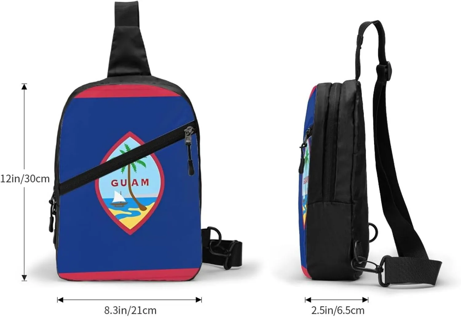Guam Flag Packable Crossbody Bag Portable Sling Bags Foldable Travel Daypack Reusable Sports Shoulder Backpack Diagonally Chest Bag for Workout