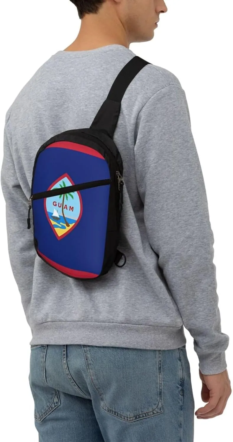 Guam Flag Packable Crossbody Bag Portable Sling Bags Foldable Travel Daypack Reusable Sports Shoulder Backpack Diagonally Chest Bag for Workout