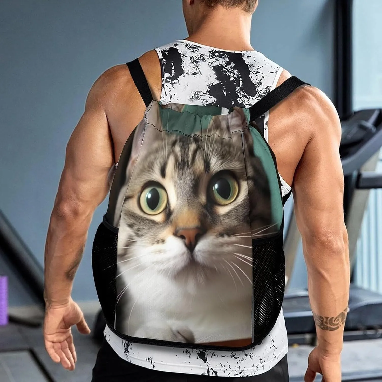 Gym Bag for Women Men A Curious CatTravel Duffel Bag Large Capacity Sports Drawstring Backpack