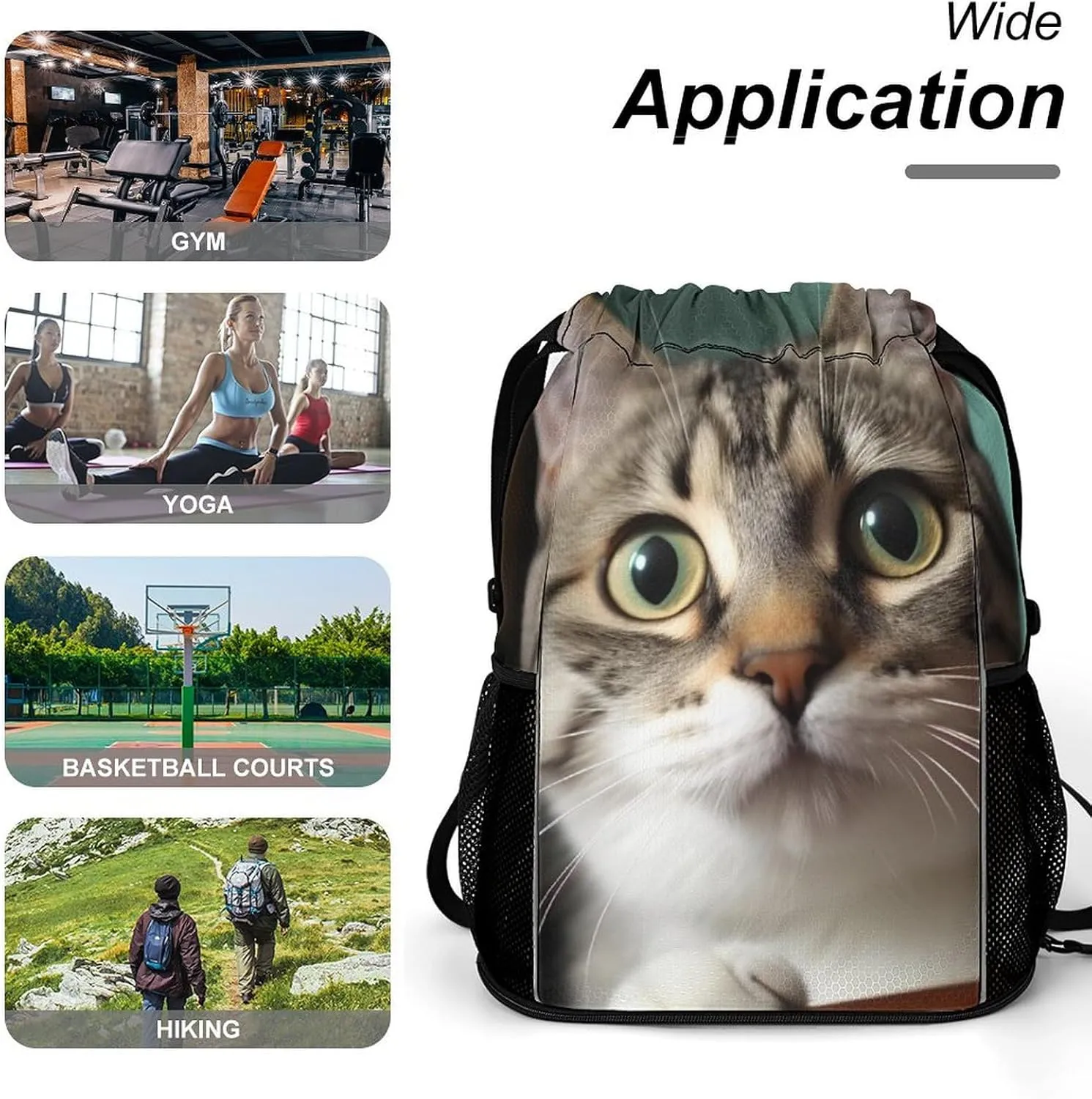 Gym Bag for Women Men A Curious CatTravel Duffel Bag Large Capacity Sports Drawstring Backpack