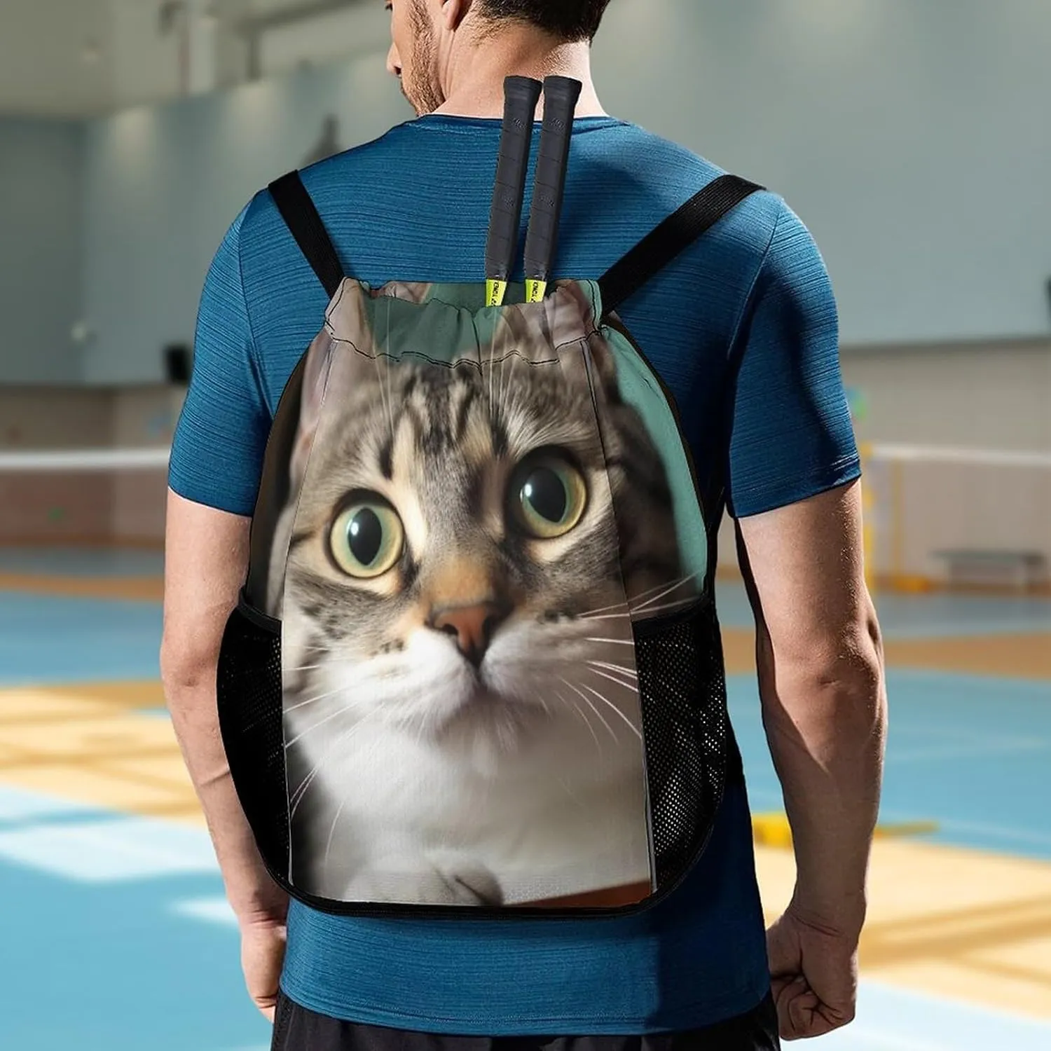 Gym Bag for Women Men A Curious CatTravel Duffel Bag Large Capacity Sports Drawstring Backpack