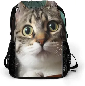 Gym Bag for Women Men A Curious CatTravel Duffel Bag Large Capacity Sports Drawstring Backpack